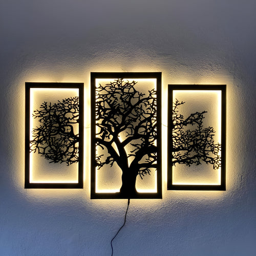 3 Piece Tree Wall Decor with LED Lights